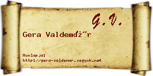 Gera Valdemár névjegykártya